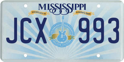 MS license plate JCX993
