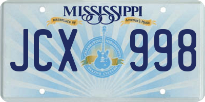 MS license plate JCX998