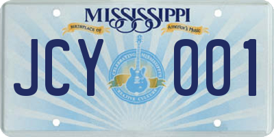MS license plate JCY001