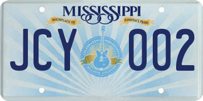 MS license plate JCY002