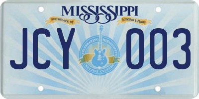 MS license plate JCY003
