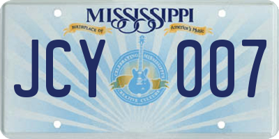 MS license plate JCY007