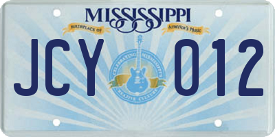 MS license plate JCY012
