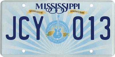MS license plate JCY013