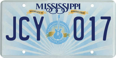 MS license plate JCY017