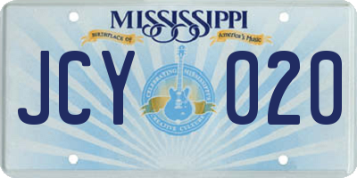 MS license plate JCY020