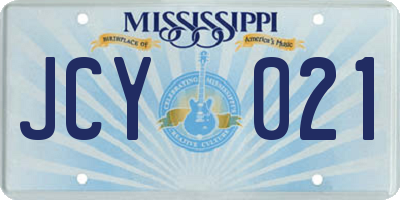 MS license plate JCY021