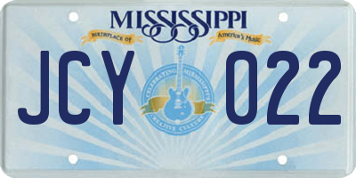 MS license plate JCY022
