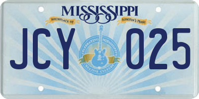 MS license plate JCY025