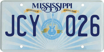 MS license plate JCY026