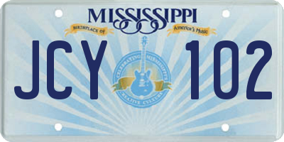 MS license plate JCY102