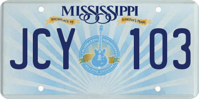 MS license plate JCY103