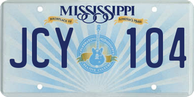 MS license plate JCY104