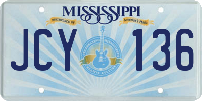 MS license plate JCY136