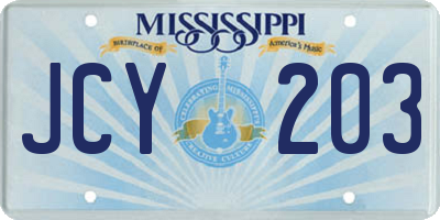 MS license plate JCY203