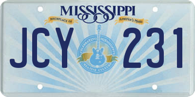 MS license plate JCY231