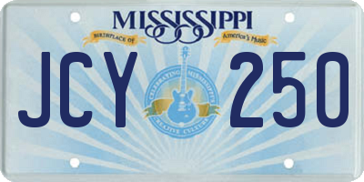MS license plate JCY250
