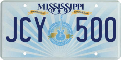 MS license plate JCY500