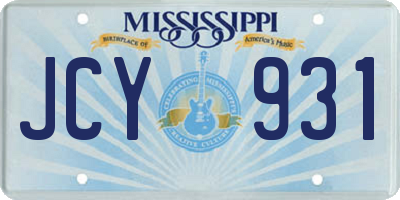 MS license plate JCY931