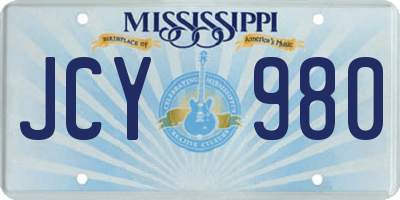 MS license plate JCY980