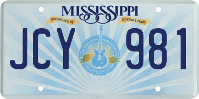 MS license plate JCY981