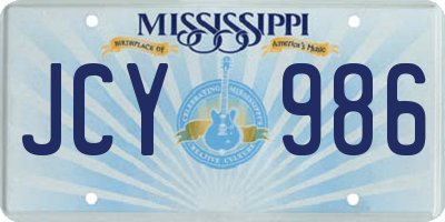 MS license plate JCY986
