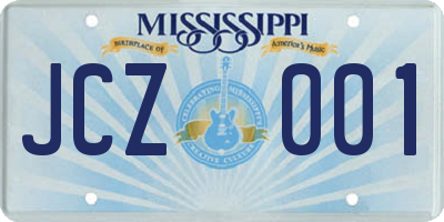 MS license plate JCZ001