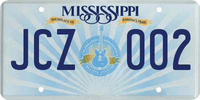 MS license plate JCZ002