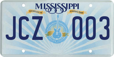 MS license plate JCZ003