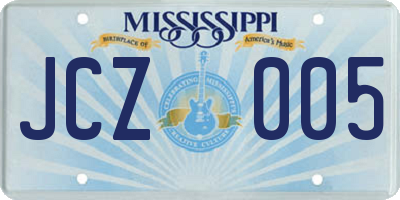 MS license plate JCZ005