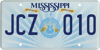 MS license plate JCZ010