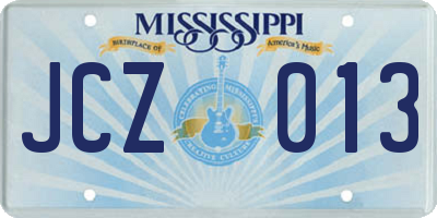 MS license plate JCZ013