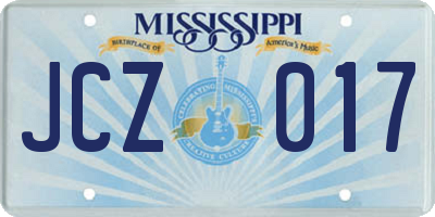 MS license plate JCZ017