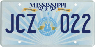 MS license plate JCZ022