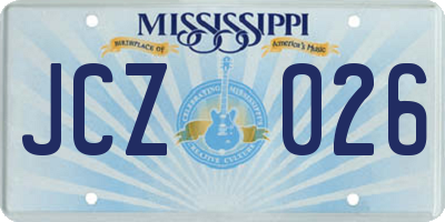 MS license plate JCZ026