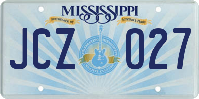 MS license plate JCZ027