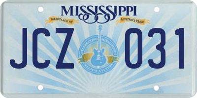 MS license plate JCZ031