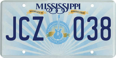 MS license plate JCZ038