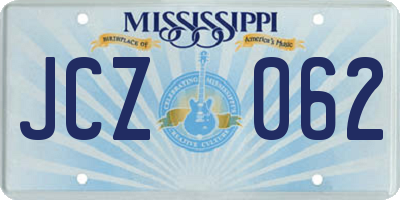 MS license plate JCZ062