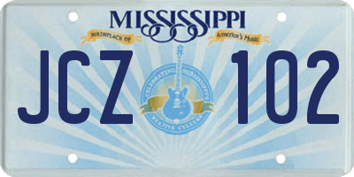 MS license plate JCZ102