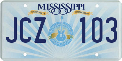 MS license plate JCZ103