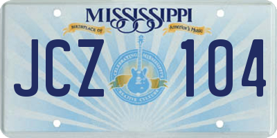 MS license plate JCZ104