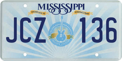MS license plate JCZ136
