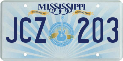 MS license plate JCZ203