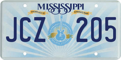 MS license plate JCZ205