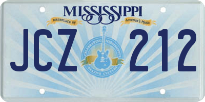 MS license plate JCZ212