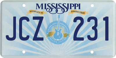 MS license plate JCZ231