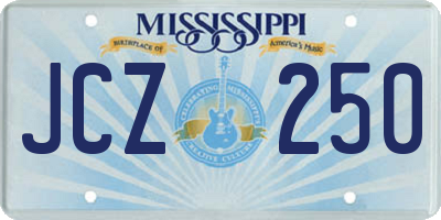 MS license plate JCZ250