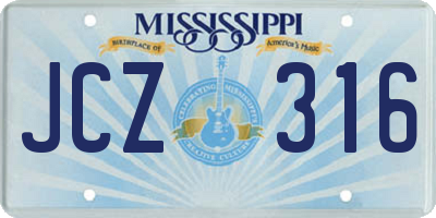 MS license plate JCZ316