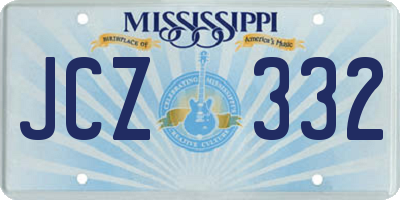 MS license plate JCZ332